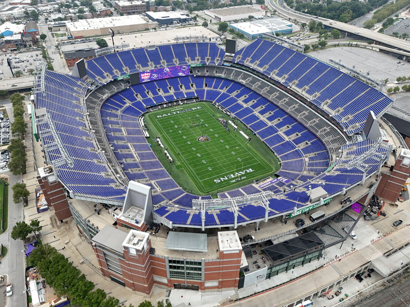 Aerial view of M&T Bank Stadium in Baltimore, Maryland