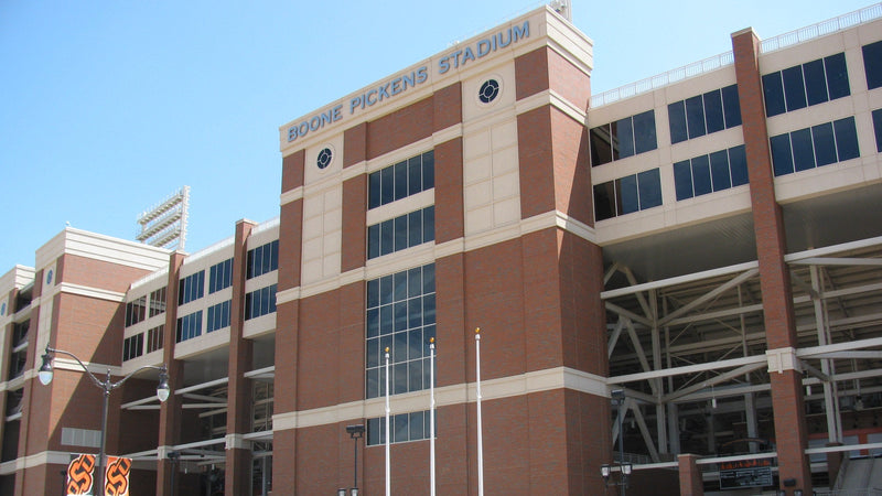 The west facade of Boone Pickens Stadium in Stillwater, Oklahoma