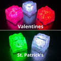 Load image into Gallery viewer, Pink, white and red cubes labeled Valentines above green and white cubes labeled St. Patrick's