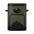 Load image into Gallery viewer, Olive green backpack cooler straight on from the front, side grab handles out