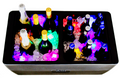 Load image into Gallery viewer, Overhead of a dark cooler with wine and beer bottles on ice lit pink, green, red and blue by cubes