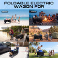 Load image into Gallery viewer, Six photos of the black wagon in use: beach, campfire party, fishing dock, campsite, parking lot loading, and park picnic