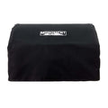 Load image into Gallery viewer, Front of a black fitted tabletop grill cover with a white Monument logo
