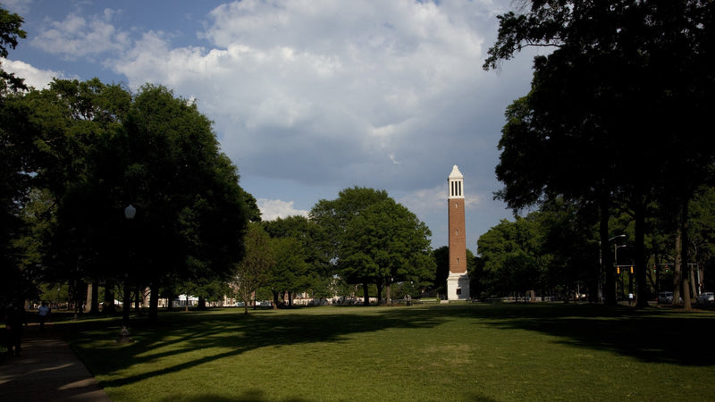 Denny Chimes on the south side of the Quad at the University of Alabama
