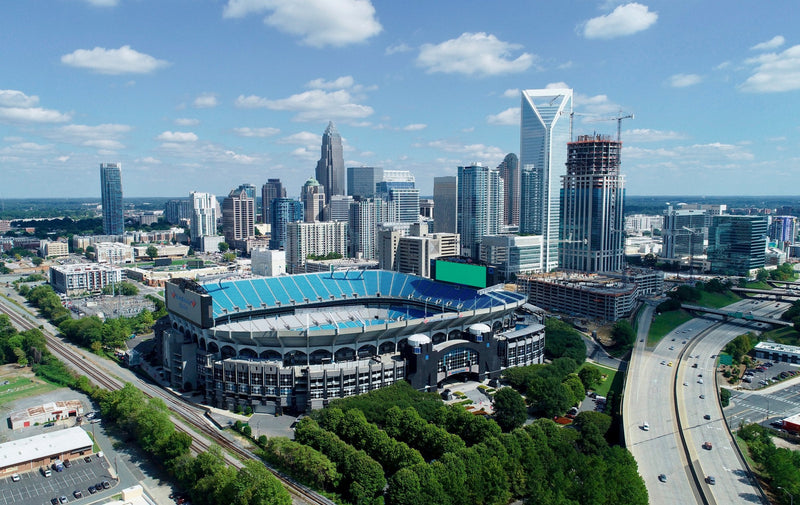 Bank of America Stadium and the Uptown Charlotte skyline