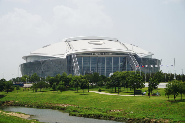 AT&T Stadium in Arlington, Texas, seen across the park