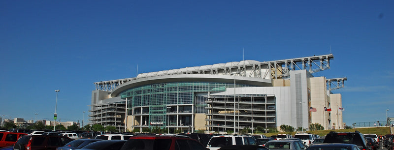 Reliant Stadium in Houston, seen from a parking lot