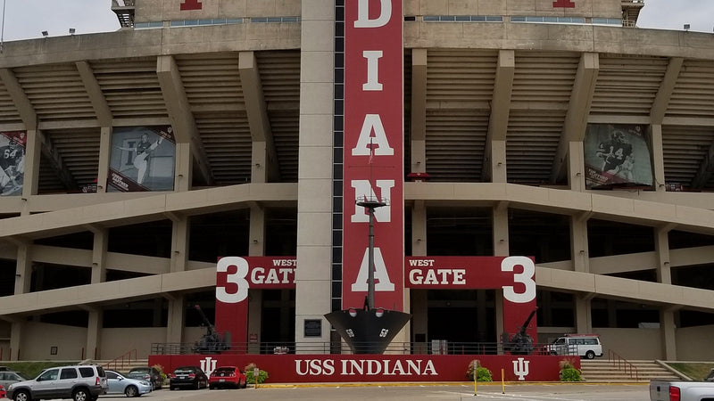 West Gate 3 and the USS Indiana memorial at Memorial Stadium in Bloomington