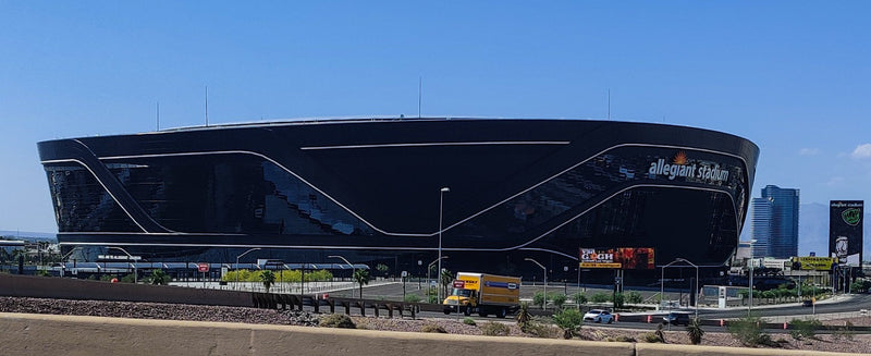 Allegiant Stadium in Las Vegas, seen from the highway