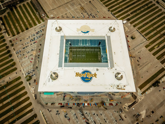 Hard Rock Stadium in Miami Gardens, Florida, from above