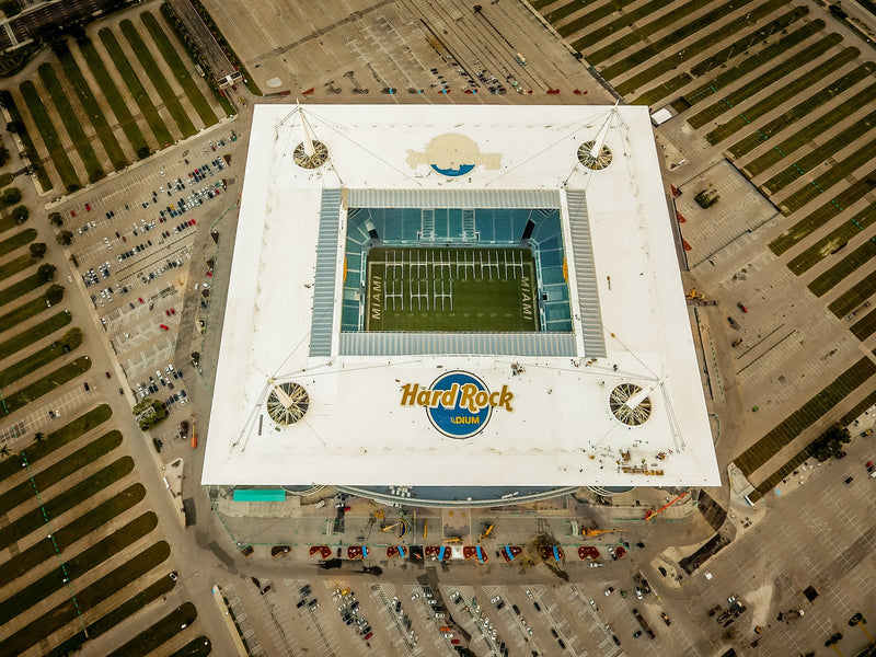 Hard Rock Stadium in Miami Gardens, Florida, from above