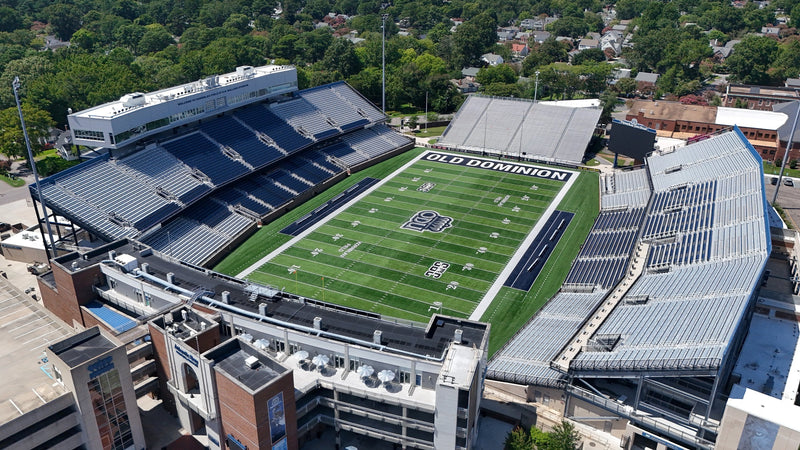 Aerial view of Kornblau Field at S.B. Ballard Stadium on the Old Dominion campus in Norfolk
