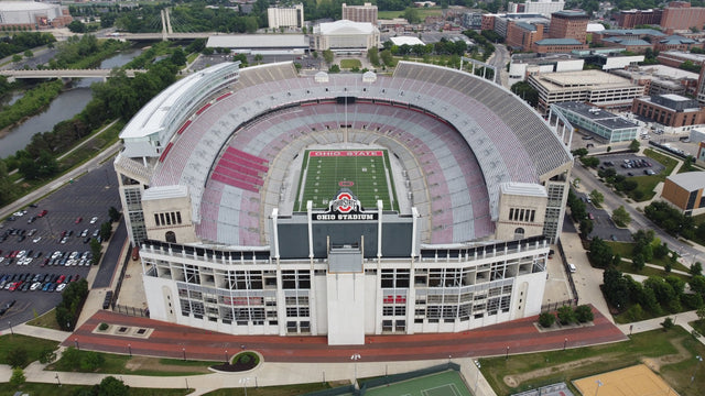 Ohio Stadium from the air, looking north from the south end