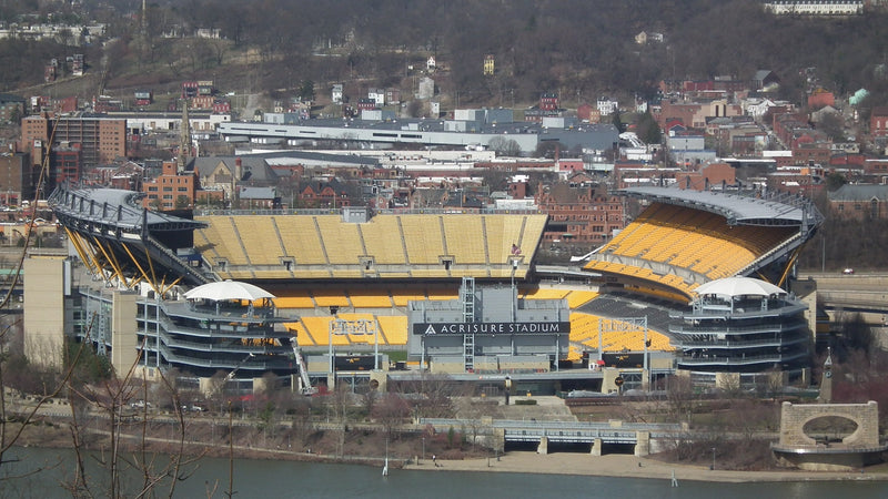 Acrisure Stadium on the North Shore of Pittsburgh, seen from Mount Washington across the river
