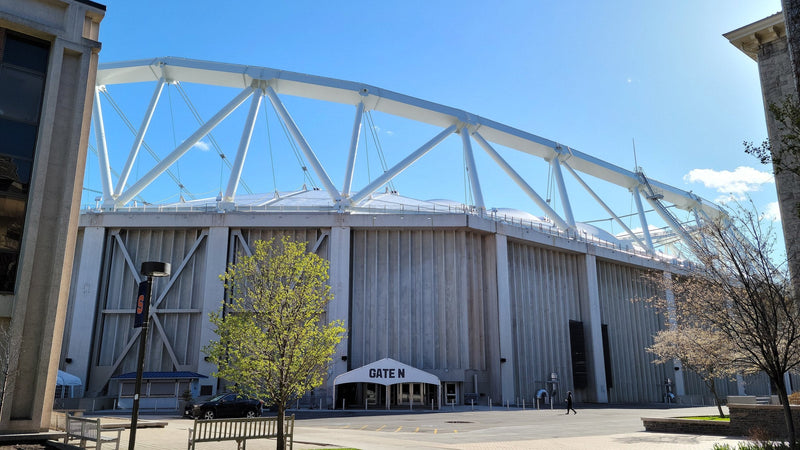 The JMA Wireless Dome roof and Gate N on the Syracuse University campus
