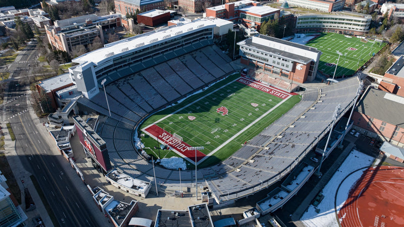 Aerial view of Gesa Field at Martin Stadium on the Washington State campus in Pullman