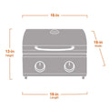 Load image into Gallery viewer, Line drawing of the grill marked 13 in high, 18 in wide and 19 in long
