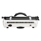 Back of the white Party Bar MINI with the tripod legs stowed on top and the LED light strip