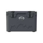 Charcoal gray 45 qt hard cooler from the front, shown smaller on white