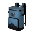 Load image into Gallery viewer, Slate-blue backpack cooler at an angle, shoulder straps up and side handles out
