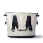 Back of the Sidekick tote cooler with two carry straps and a grab handle between them