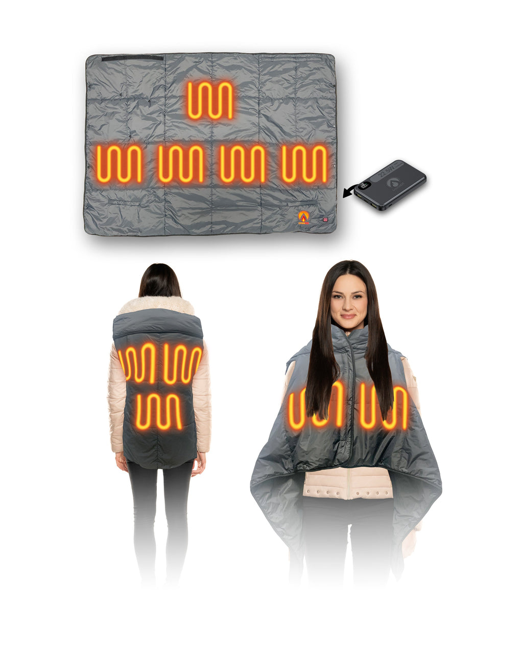 ExtremeMist heated blanket poncho with battery pack