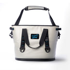 Sidekick tote cooler from the front with its padded shoulder strap raised above the carry handles