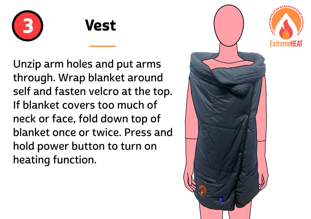 ExtremeMist Heated Blanket Poncho with 10,000 mAh Battery