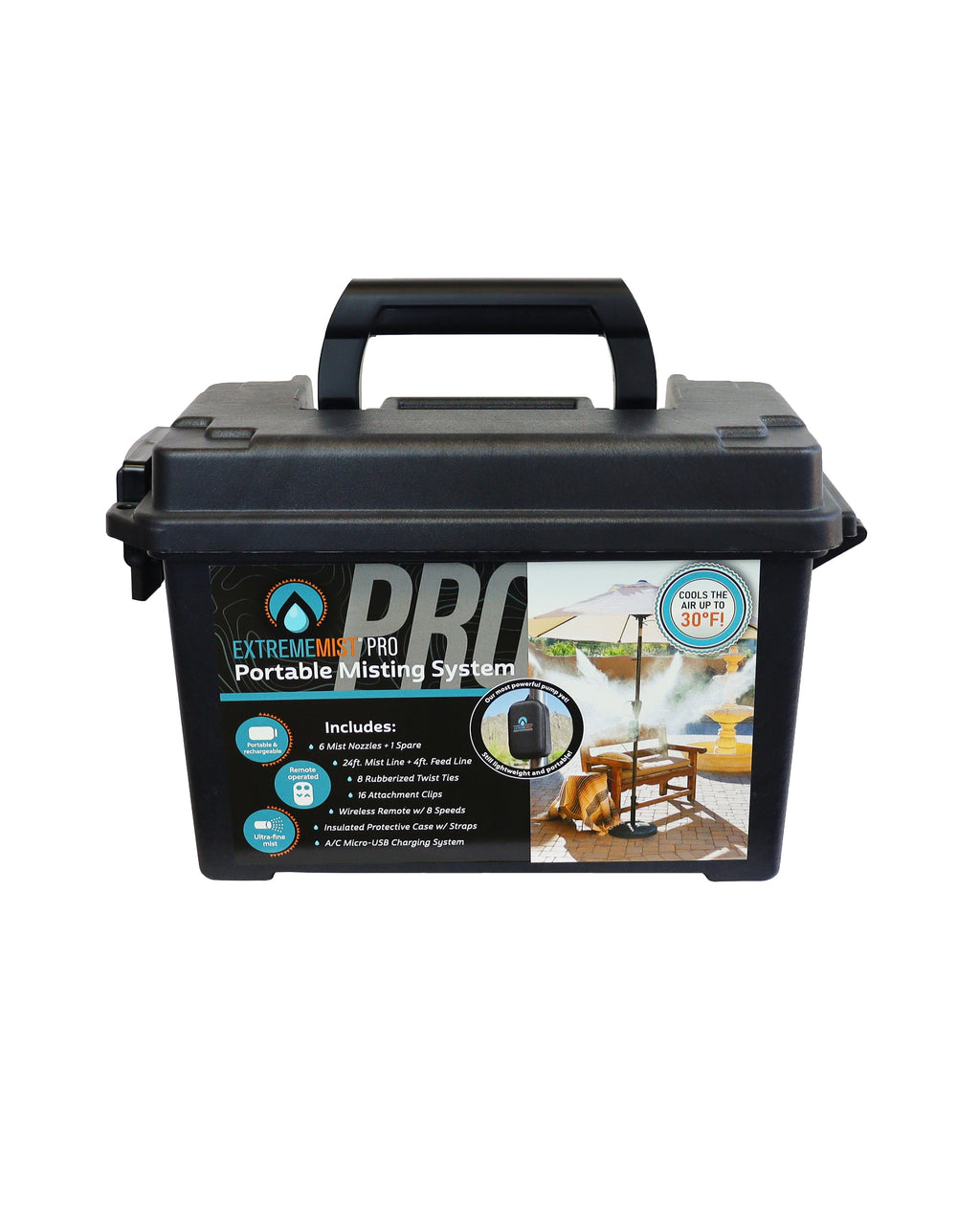 ExtremeMist 24 ft Pro misting system with storage box