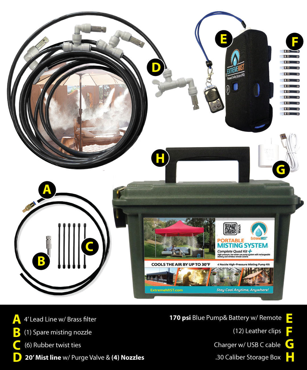 ExtremeMist Portable Misting System Kit, 170 PSI, 16 to 24 ft