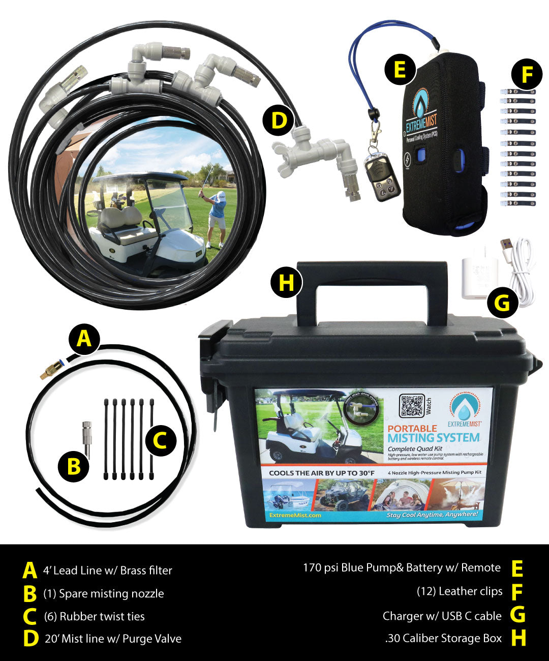 ExtremeMist Portable Misting System Kit, 170 PSI, 16 to 24 ft