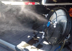 ExtremeMist Pro Misting Fan, 270 PSI, Solar Rechargeable, with 16 ft Mist Line