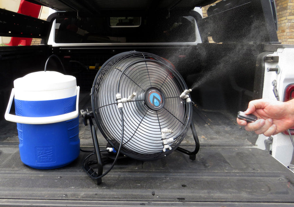 ExtremeMist 3-in-1 Misting Fan, 170 PSI, Solar Rechargeable, with 16 ft Mist Line