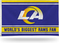 Los Angeles Rams 3x5 flag, World's Biggest Fan design, with metal grommets