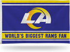 Los Angeles Rams 3x5 flag, World's Biggest Fan design, with metal grommets