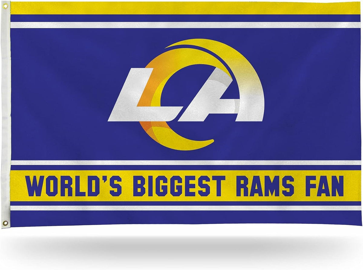 Los Angeles Rams 3x5 flag, World's Biggest Fan design, with metal grommets