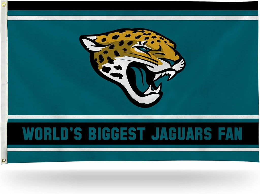 Jacksonville Jaguars 3x5 flag, World's Biggest Fan design, with metal grommets