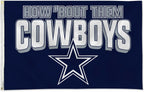 Dallas Cowboys 3x5 flag, Team Slogan design, with metal grommets
