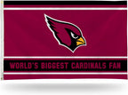 Arizona Cardinals 3x5 flag, World's Biggest Fan design, with metal grommets