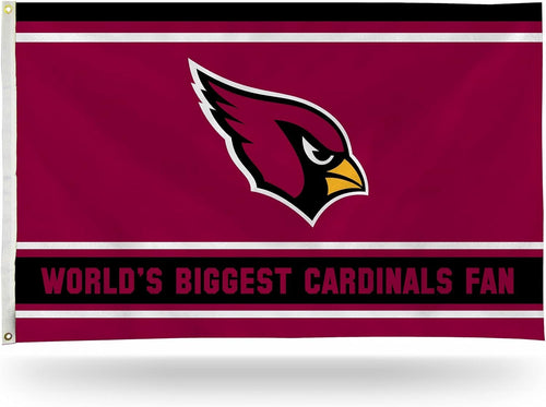 Arizona Cardinals 3x5 flag, World's Biggest Fan design, with metal grommets