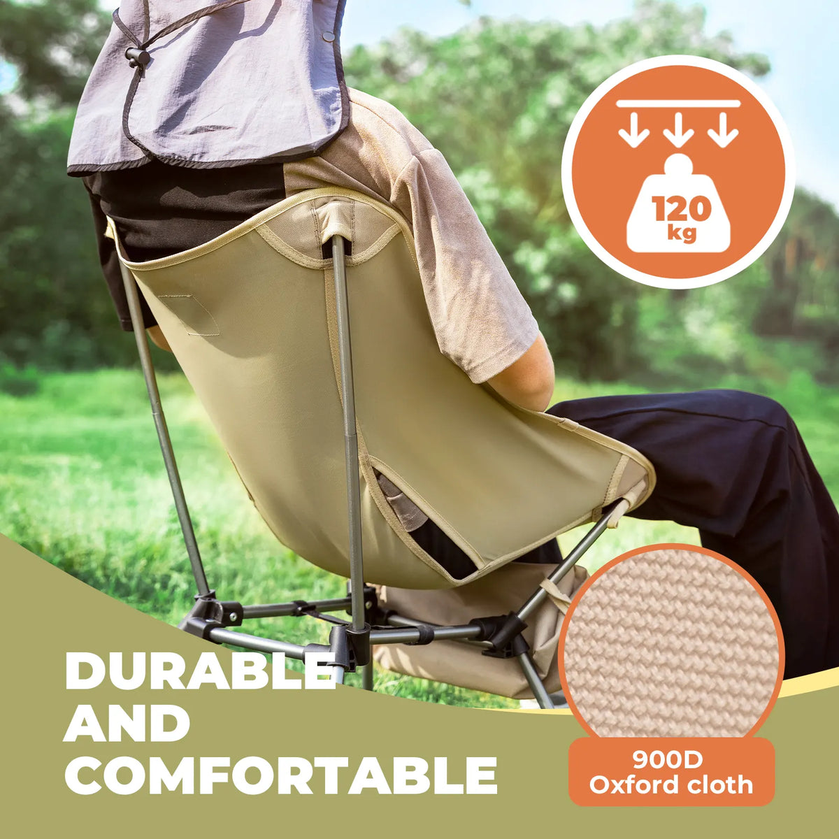 Qunature Ultralight Aluminum Camping Chair, 260 lb Capacity