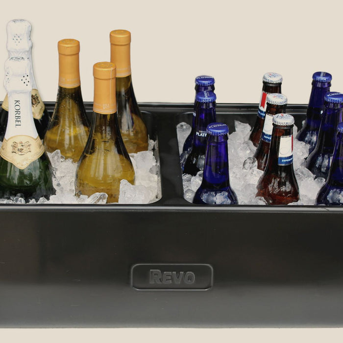 Revo Dubler with wine on ice on one side and beer on ice on the other