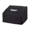 Load image into Gallery viewer, Black fitted grill cover with a white Monument logo, seen at an angle
