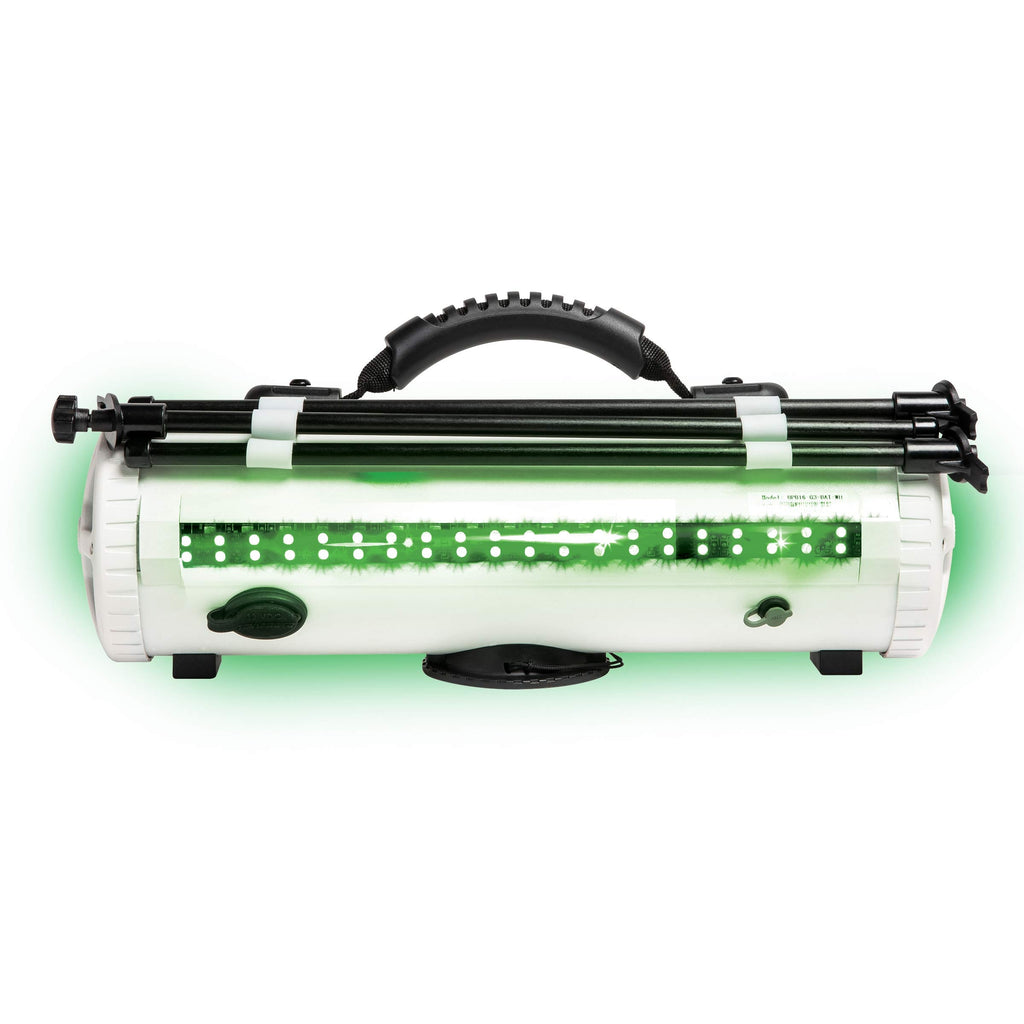 Back of the white Party Bar MINI with the LED strip lit green