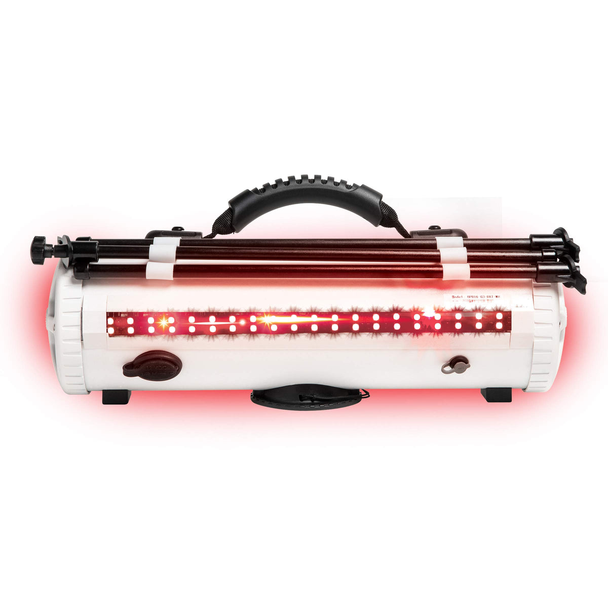 Back of the white Party Bar MINI with the LED strip lit red